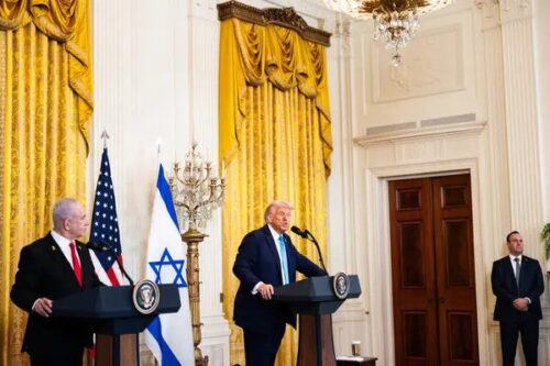 The remarks promoting a U.S. takeover of Gaza and for Palestinians to be displaced were met with rebuke and outrage. (Photo from The New York Times)